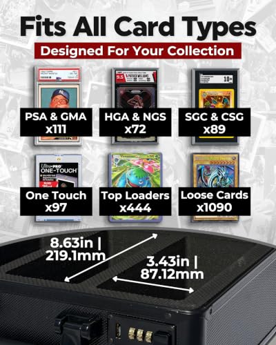 3-Row Graded Card Storage Box with Combination Lock - PSA Display, High Capacity
