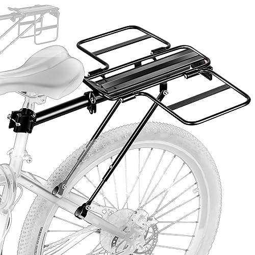 YONTUO Foldable Wide Wings Bike Cargo Rack - Universal Adjustable Bicycle Rear Rack for 24-29 Inch Bikes, Large Capacity, Quick Release
