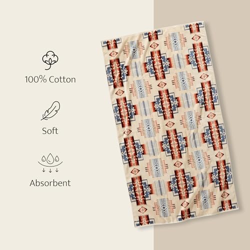 Pendleton White Sands Tan Oversized Jacquard Cotton Beach Towel 40x70 Inches