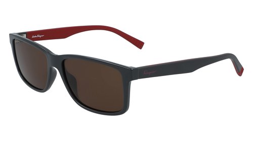 Salvatore Ferragamo Sunglasses Square Full Rim, Dark Green/Beige Frame and Green Grey Lens SF938S338