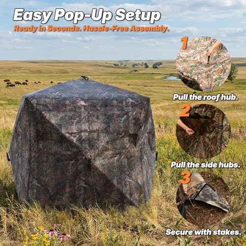 SUMSEEK 2-3 Person 360° See-Through Ground Hunting Blind with Single Door