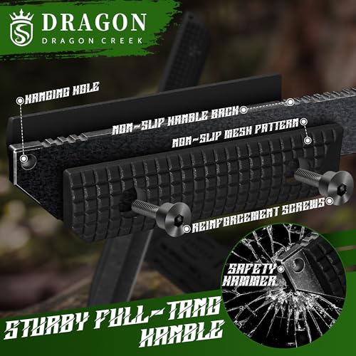 Dragon Creek Tactical Knife Kydex Sheath - Black, D2 Steel Outdoor Survival Knife