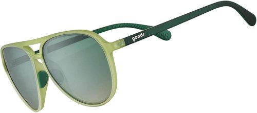 Goodr Buzzed On The Tower Polarized Aviator Sunglasses - Green Solid Frames, UV400 Protection, Large Size