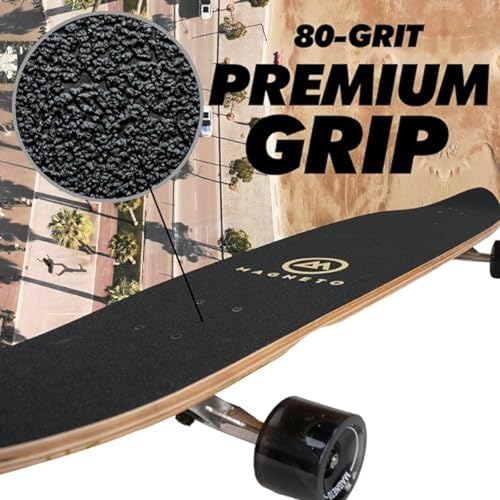 Magneto Retro Surf 44-Inch Kicktail Cruiser Longboard Skateboard - Bamboo & Maple Deck