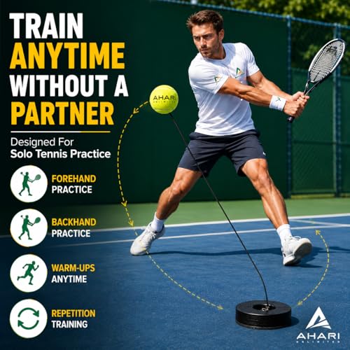 Portable Tennis Rebounder Set with Heavy Metal Base & Replacement Balls