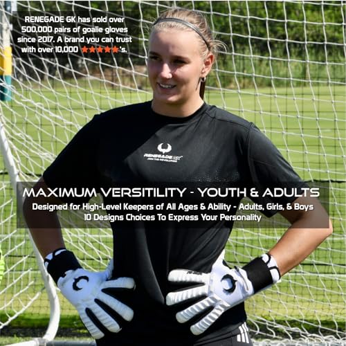 Renegade GK Eclipse Phantom Goalkeeper Gloves - Level 5, Adult & Youth, 9 Size, Fingersave, Max Grip & Comfort