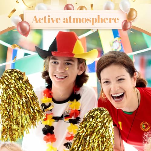 150 Pcs Gold Metallic Cheerleading Pom Poms with Handles for Sports & Events