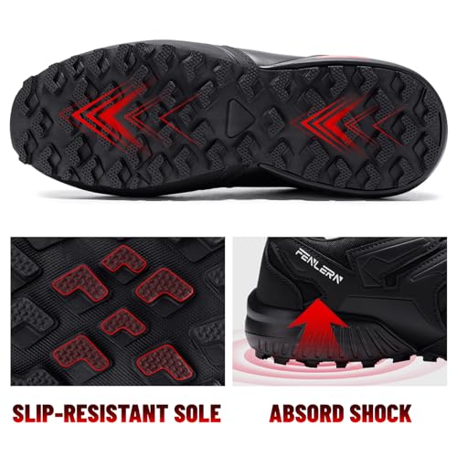 Men's Waterproof Trail Running Shoes - 10.5 Wide Black Hiking Sneakers