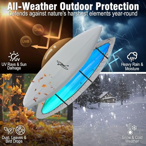 800D Heavy-Duty Waterproof Kayak Cover 11.6-13ft for Outdoor Storage