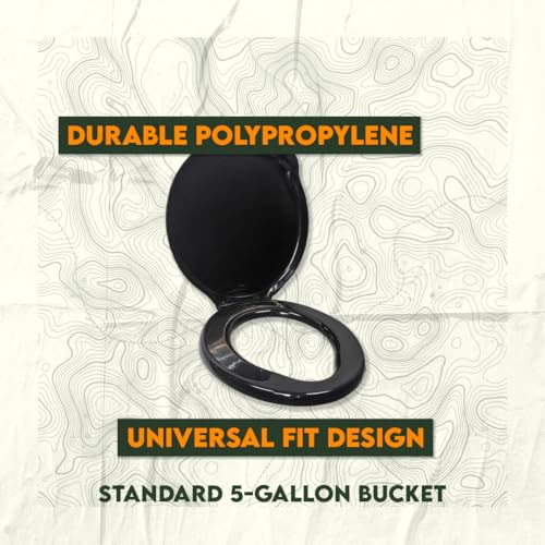 Portable Toilet Seat Lid for 5-Gallon Bucket - Black, Medium