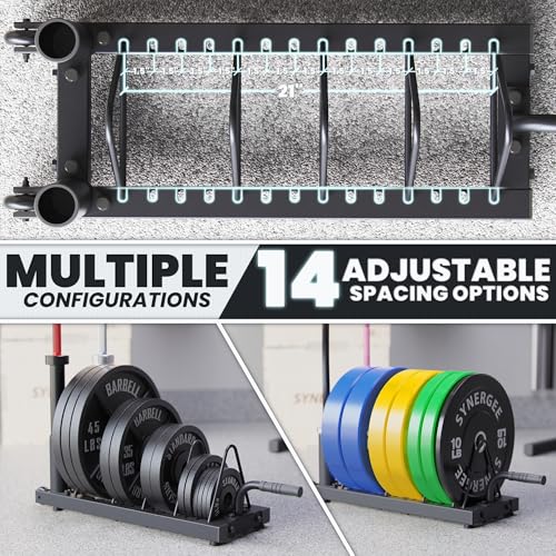 Synergee 350 lb Capacity Horizontal Weight Plate Rack with Bar Holders