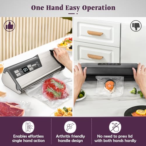 Mesliese Vacuum Sealer with 95kPa Suction, 140W, 20L/min, Silver Gray
