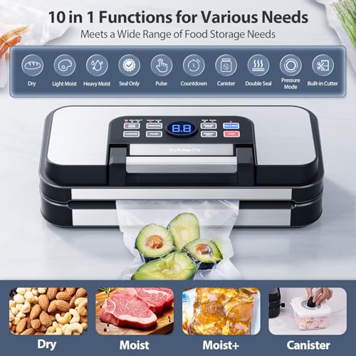 Beelicious Pro Stainless Steel 95Kpa Dual-Pump Food Vacuum Sealer with Double Heat Seal