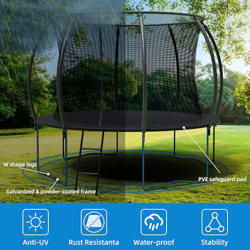 12FT Outdoor Trampoline with Enclosure Net - Heavy-Duty Kids & Adults Bounce Mat