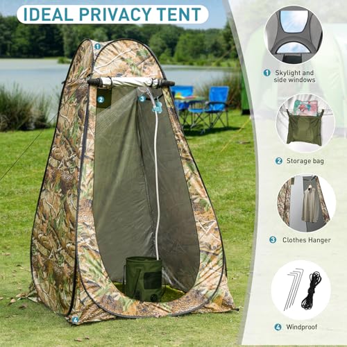 Portable Hot Shower Kit with Tent - 1000W Immersion Heater, Folding Bucket, Rechargeable Pump