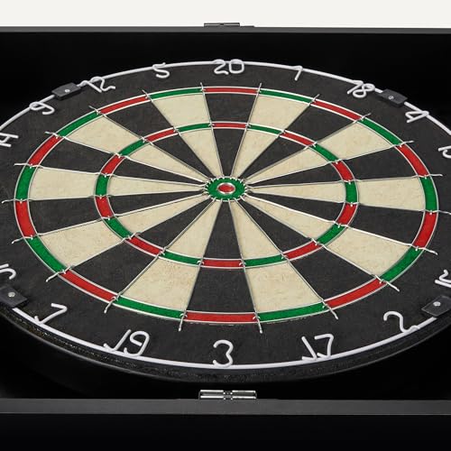 18-Inch Dartboard Cabinet Set with Steel Tip Darts & Chalkboard Scoreboard