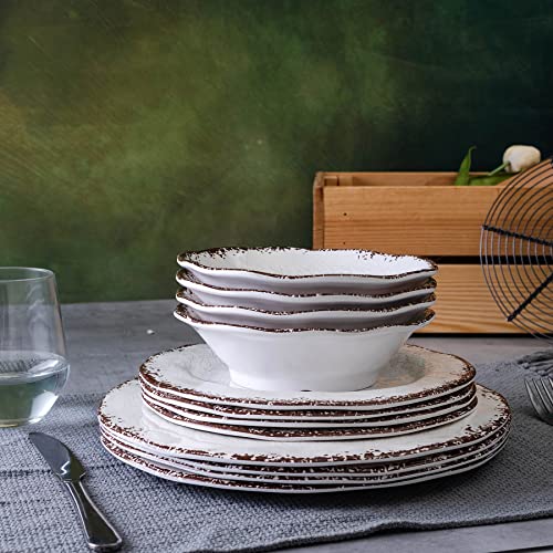 White Dinner Plate Set 11 Inch Melamine Plates - 6 Pieces Camper RV Tableware