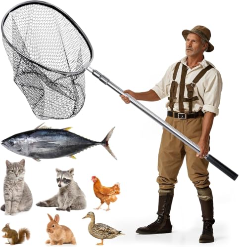 Telescoping Fishing Net with 20-Inch Deep Mesh and Aluminum Handle