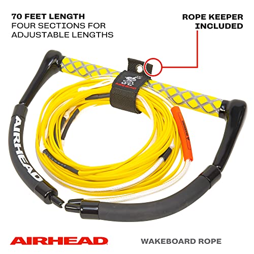 Airhead Dyneema Wakeboard Rope & Handle Set - Yellow, 75ft, No Stretch, 1700 lb Break Strength