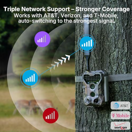 Cellular Trail Camera 48MP 4G LTE HD Video Live View Motion Activated Wildlife Camera