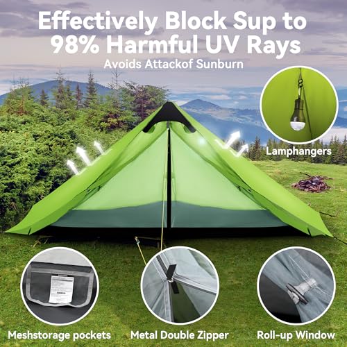 FBSPORT Ultralight 3-Season Backpacking Tent for 1-2 Persons, Waterproof Camping Shelter