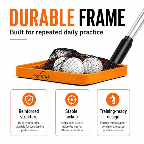 Ping Pong Ball Picker Tool for Table Tennis - Orange & Black - Fast & Safe Collection Accessory