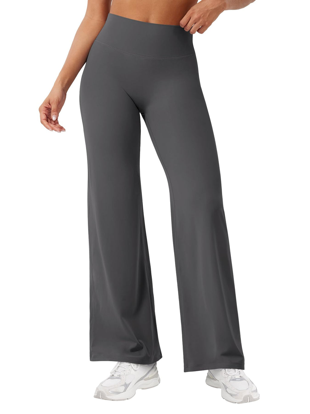 YEOREO Workout Leggings Womens No Front Seam Straight Leggings 29" High Waist Buttery Eddiy Gym Yoga Pants Dark Gray S