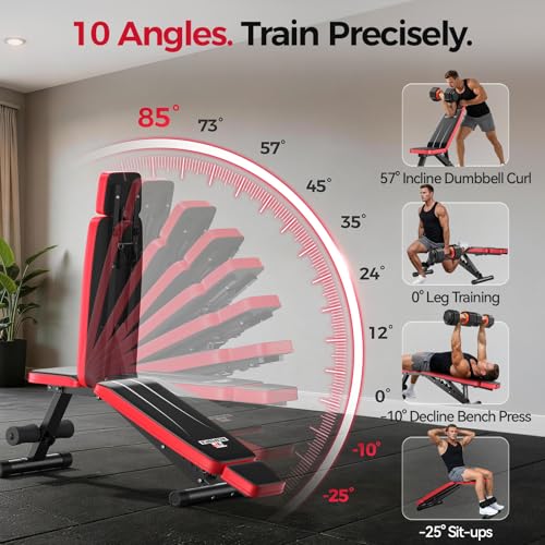 NICEPEOPLE XXL Adjustable Weight Bench for Home Gym, 660LBS Capacity, Foldable & Compact