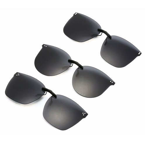 FF FRAZALA Polarized Clip On Sunglasses Oversized UV protection Compact Fit Non-Flip Sunglasses Over Prescription Glasses (Square-3168)