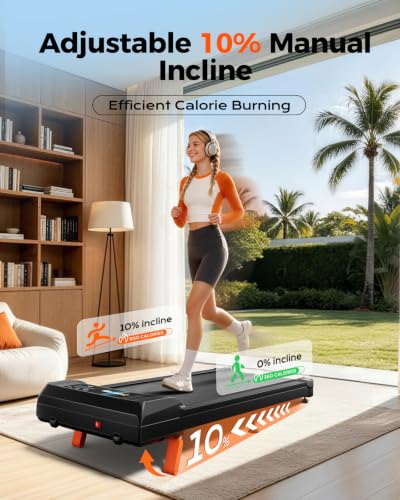 YUEJIQI Black Incline Walking Pad for Under Desk, Home & Office Treadmill with Remote