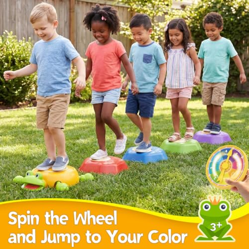 Kids Light Up & Sound Stepping Stones Set - Frog Path Jumping Toy, 5 Pieces