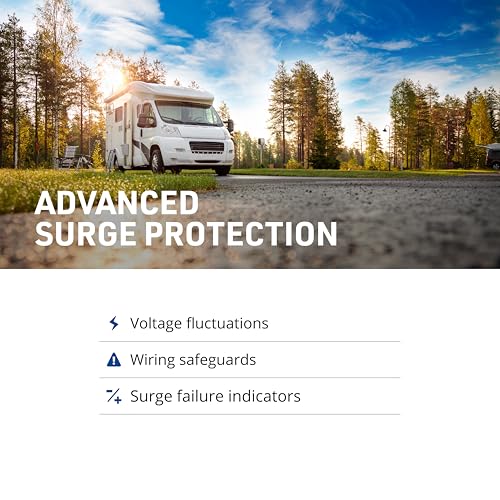 Portable RV Surge Protector 50 Amp with Cover - Weatherproof, USA Made