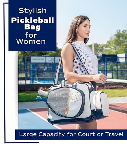 Pickleball Bag Women Large Capacity Tote with Shoe & Paddle Compartments
