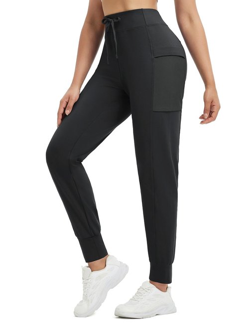 baleaf Women's Fleece Lined Pants Thermal Warm Water-Resistant Winter Joggers Hiking Exercise Active Workout Sweatpants with Pockets Black L