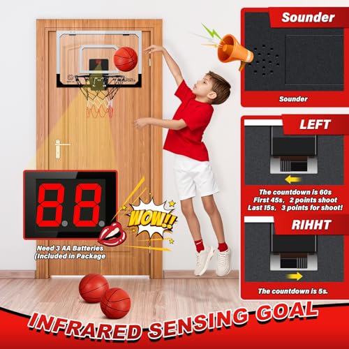 Mini Basketball Hoop Over The Door with Electronic Scoring and Accessories