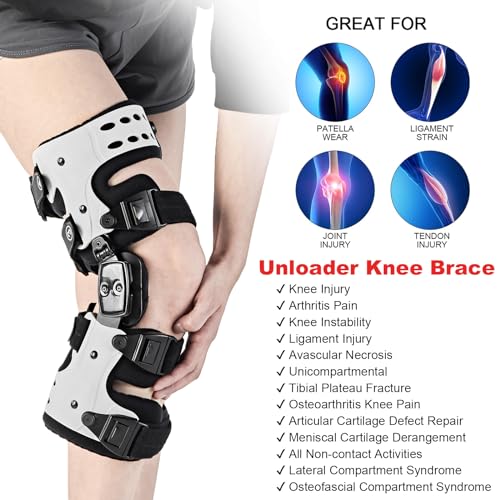 EZWORK OA Unloader Knee Brace White-Right for Arthritis & Osteoarthritis Relief