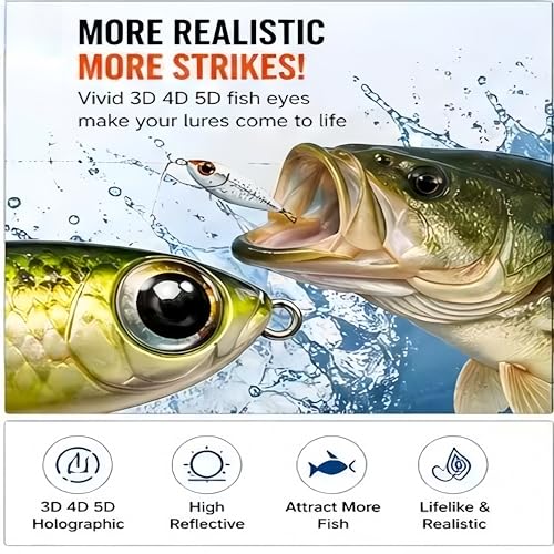 Complete Lure Eyes Kit 876Pcs - 3D/4D/5D Dome Eyes with Tweezer for Fly Tying & DIY Bait Making