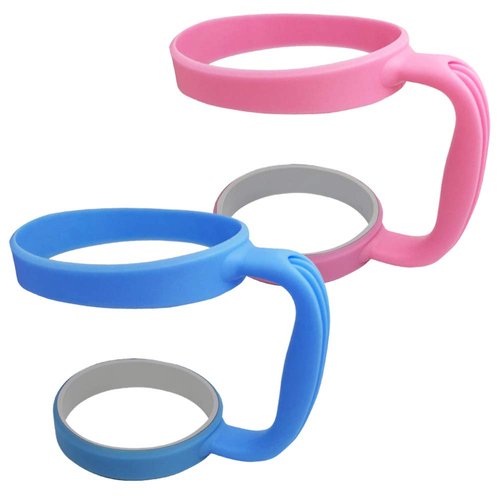 2 Pack Tumbler Handle for 30oz Cups - Compatible with Yeti, RTIC, Ozark Trail, SIC & More - Anti-Slip Grip, Pink & Dark Blue Set