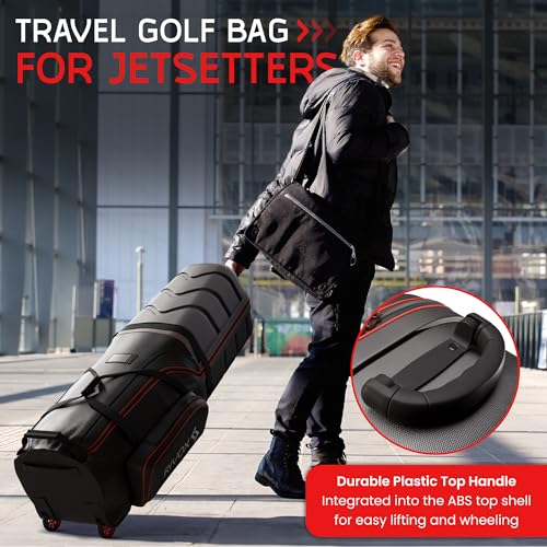 RIVOX Hard Shell Golf Travel Bag with Wheels, TSA Lock & Interior Cushion
