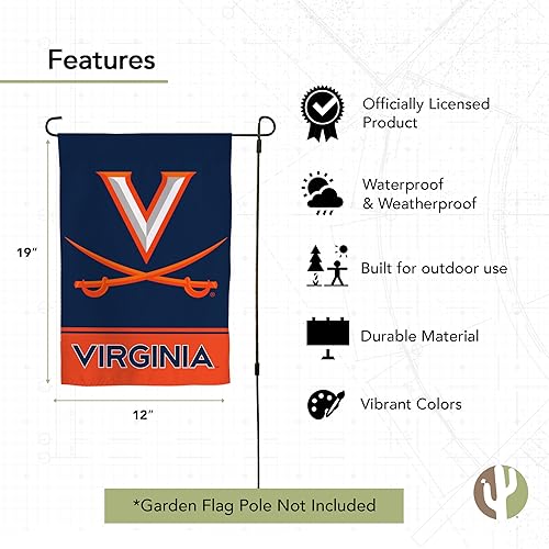 Blue Desert Cactus University of Virginia UVA Garden Flag - Double-Sided Outdoor Banner