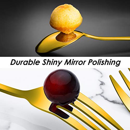 Gold Plated Stainless Steel Dinner Forks and Spoons Set - 12 Pieces