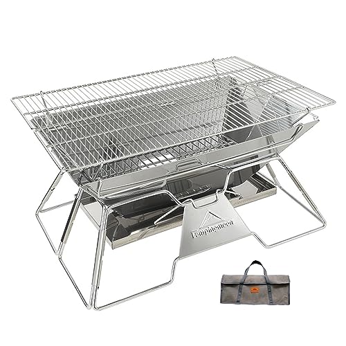 Large Portable Fire Pit Grill 20 Inch Stainless Steel Camp Cooking BBQ MT-3 - Variation of THIS listing: Charcoal Grill