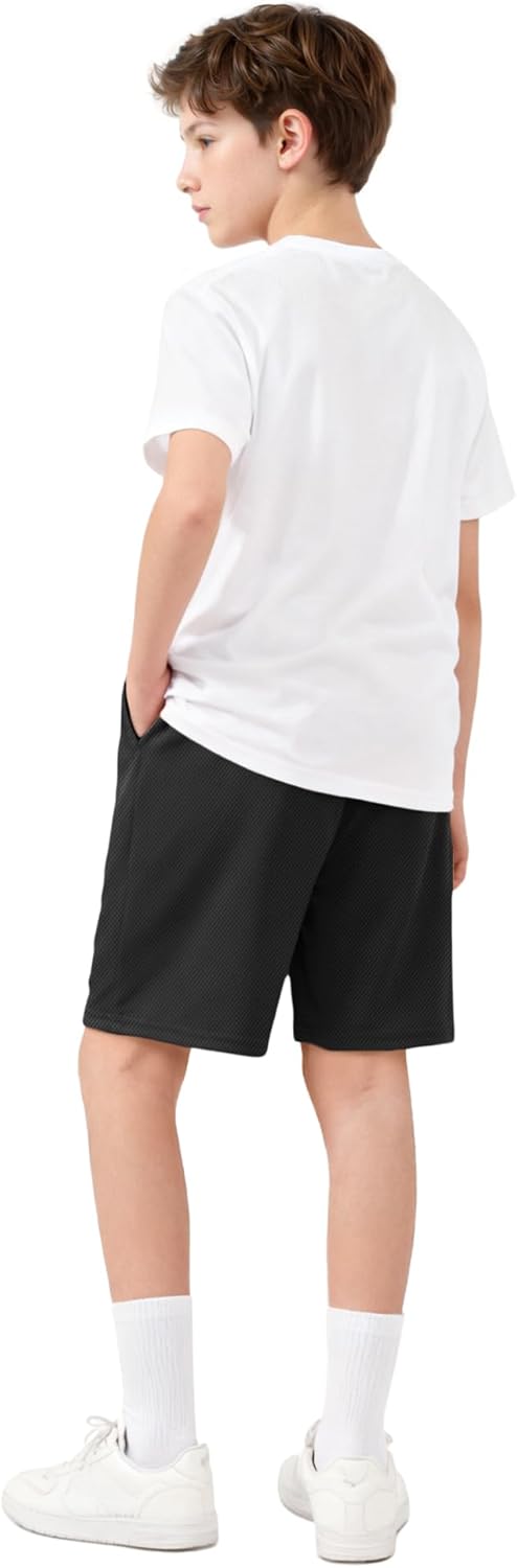 Auranso Boys Athletic Shorts - Quick-Dry Mesh Basketball & Soccer Shorts with Pockets | Youth Sizes