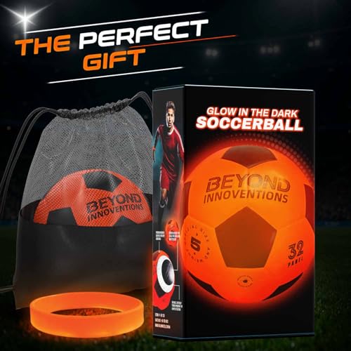 Glow in the Dark Soccer Ball Size 5 - Kids & Teens Outdoor Sports Toy