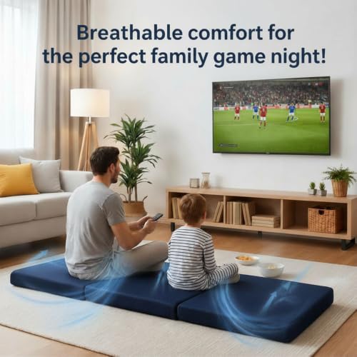 Jamdok Blue Memory Foam Trifold Mattress 75x30x3 Inches for Adults