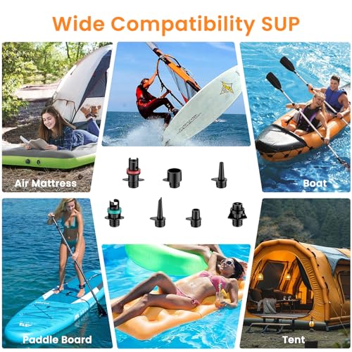 Rechargeable Electric Paddle Board Pump with Auto Shut-Off & LED Light - Inflates SUP, Kayaks & Inflatables