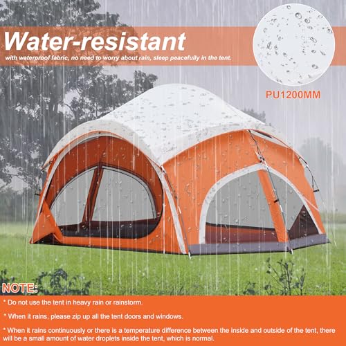 Vidalido 3-4 Person Camping Tent with Mesh Screen - White Orange