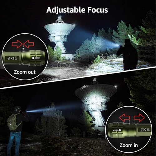 LED Flashlight Waterproof Focus Adjustable Handheld Torch - High Lumens Portable Light