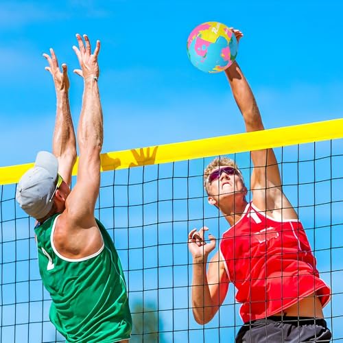 Beach Volleyball Official Size 5 Soft PU Ball - Waterproof Indoor/Outdoor (Pink/Yellow) - Runleaps
