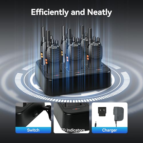 Retevis H-777 Walkie Talkies 6 Pack with 6-Way Charger, Flashlight, USB-C